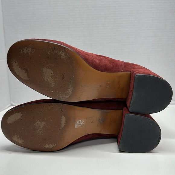 Coach Tia Boots High Heeled Ankle Bootie Slip On Suede Shoes Wine Red Size 9 - Picture 7 of 8
